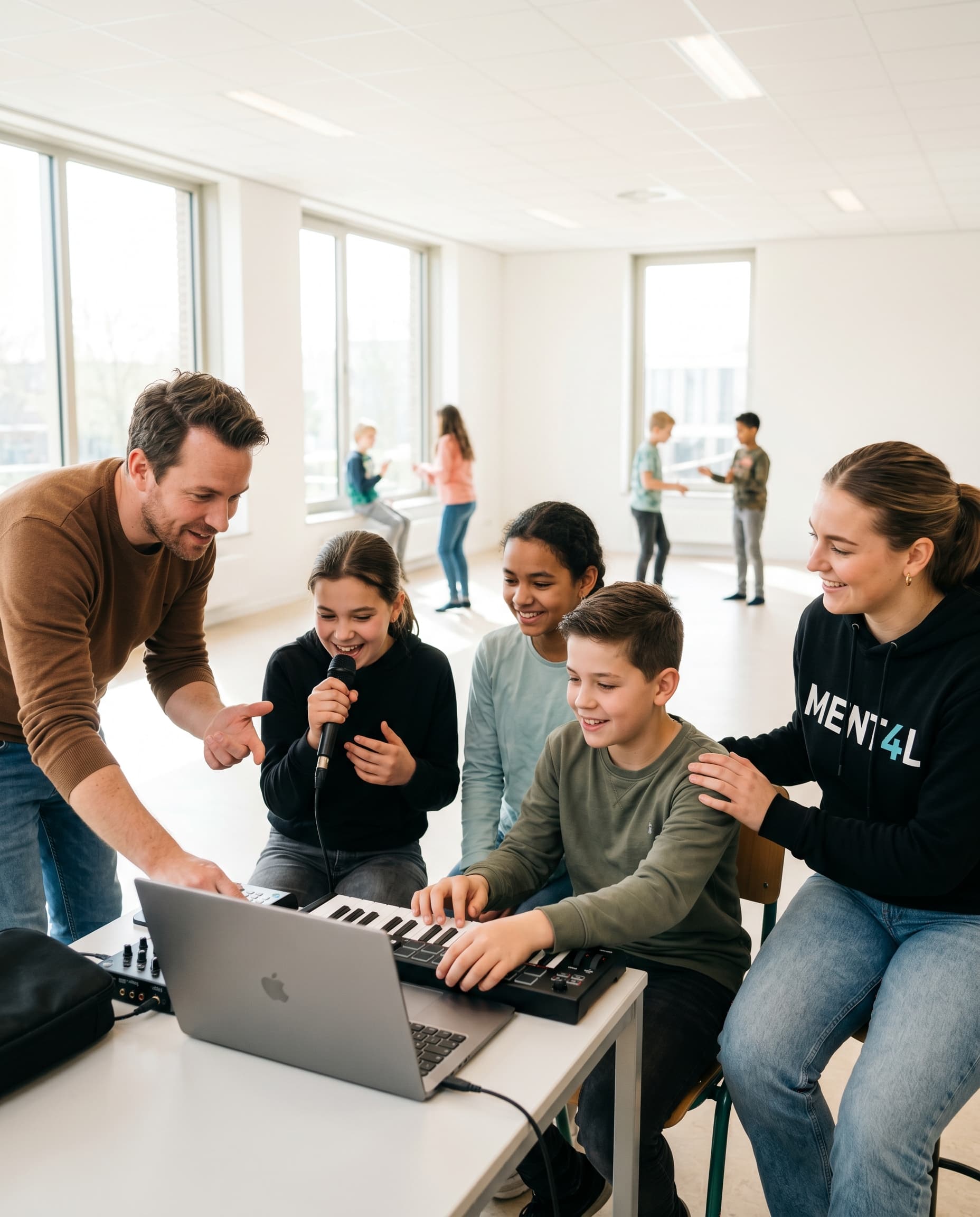 Kinderen in actie tijdens een naschools ment4l-programma