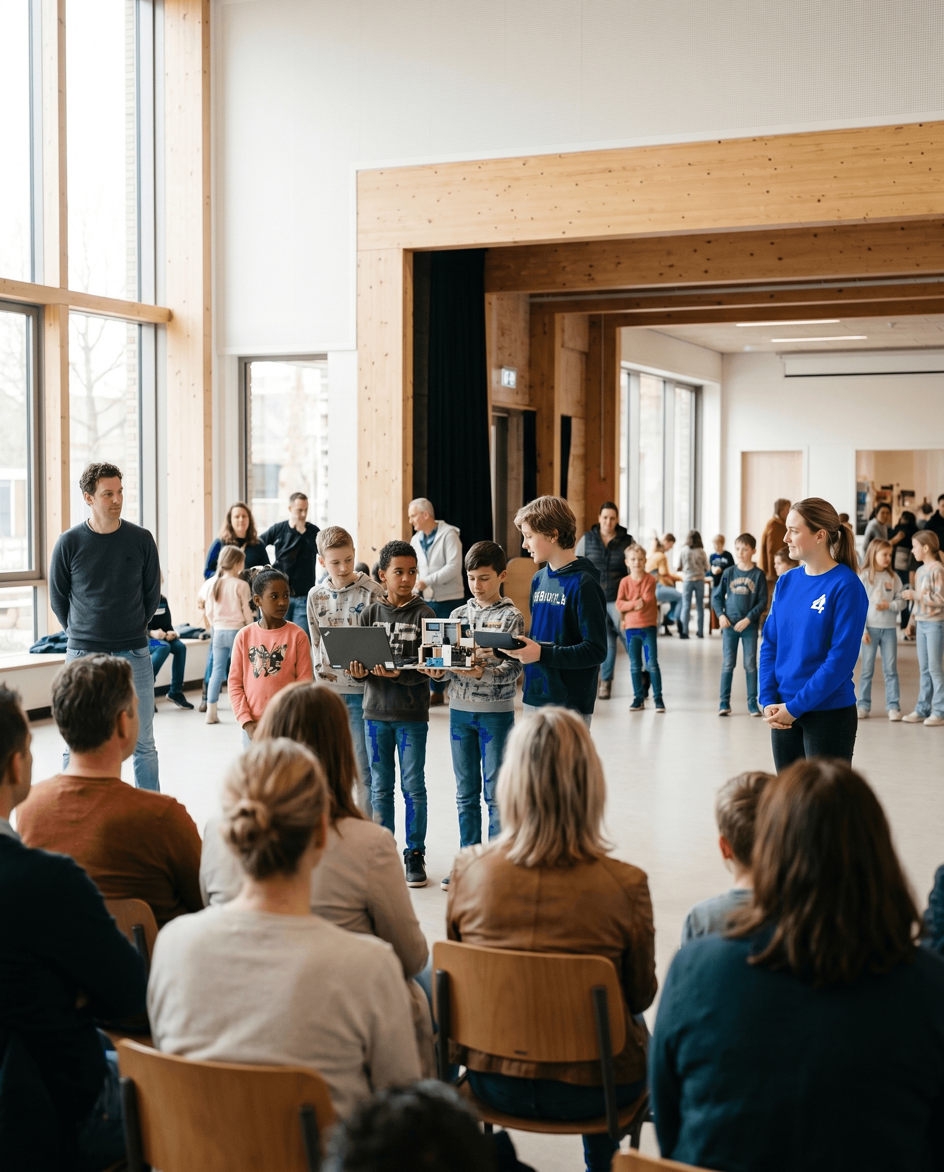 Kinderen laten in de finale hun werk zien aan ouders en school